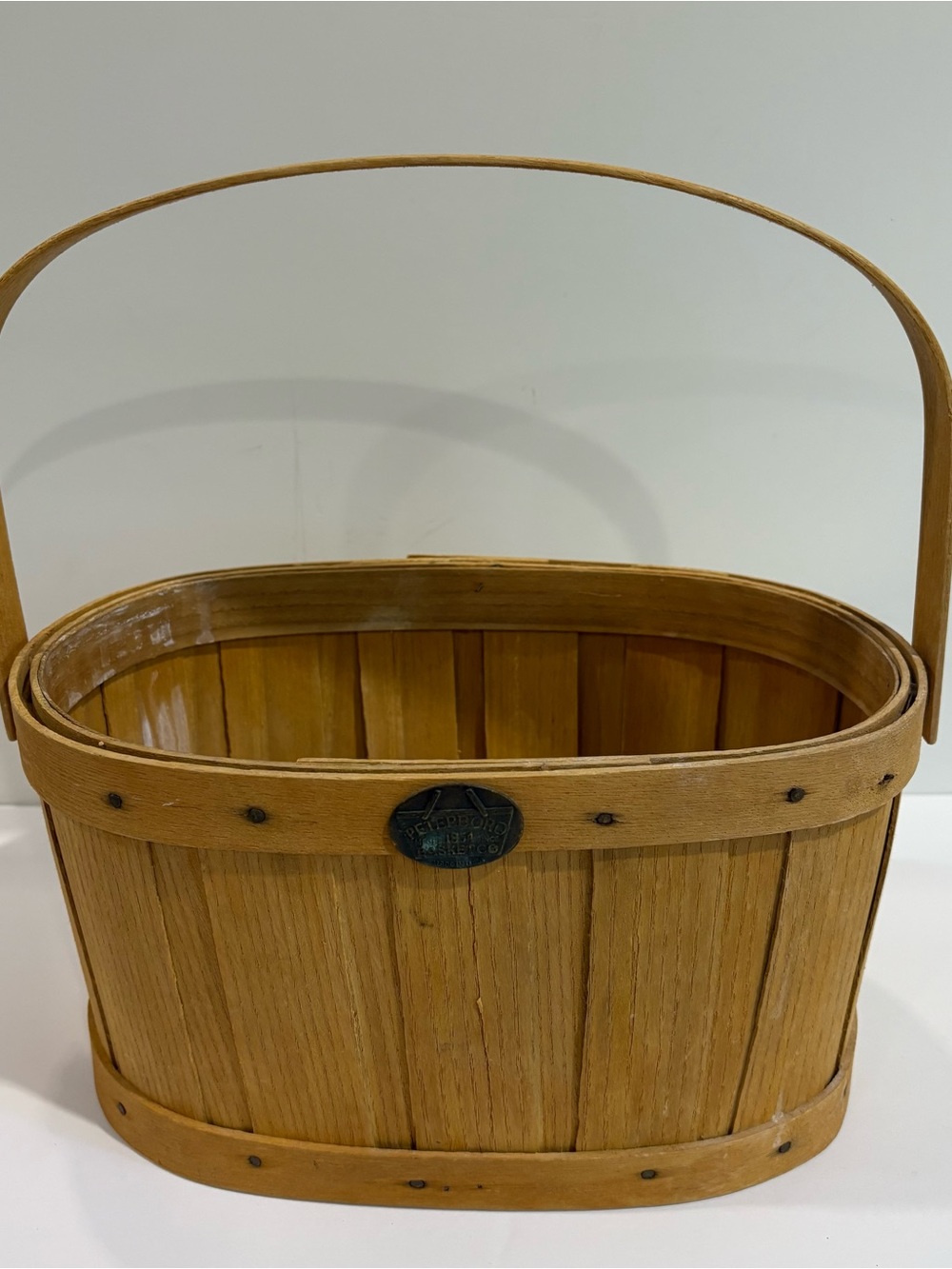 Vintage Peterboro Basket Co Woven Wood Basket Handle Rectangle 11"x7"x6" Easter